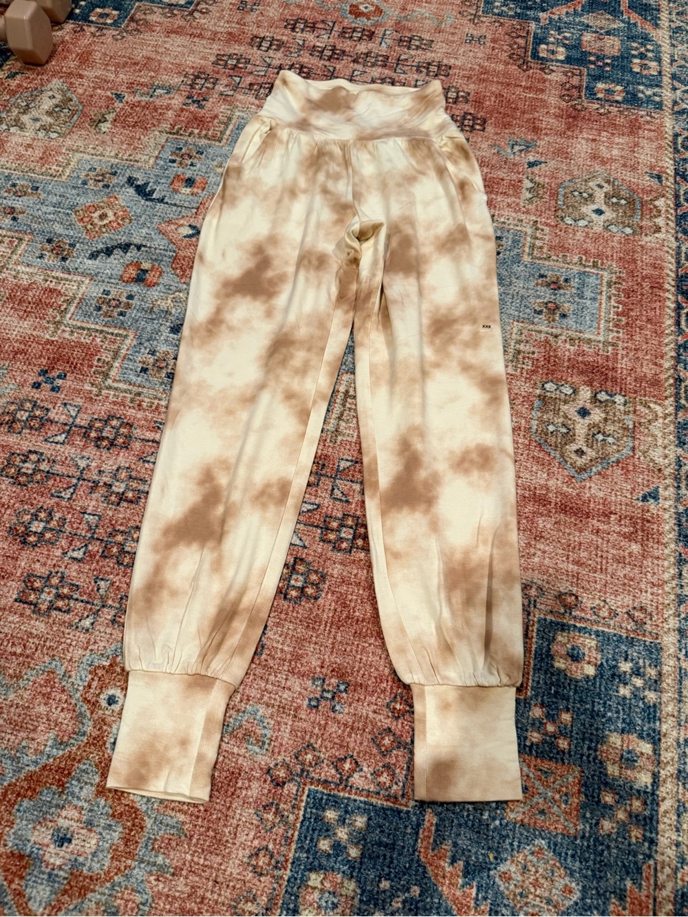 Express Tie-Dye Track Joggers in Cream and Brown